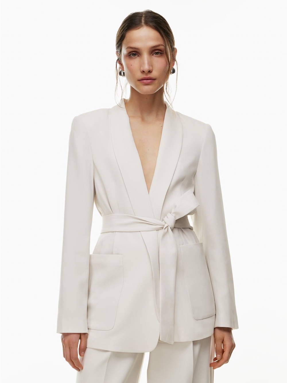 NWT Babaton Executive Blazer Coal Grey with Belted shawl-collar